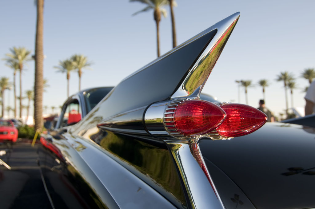 cars with fins - 1950s car with chrome tail fin